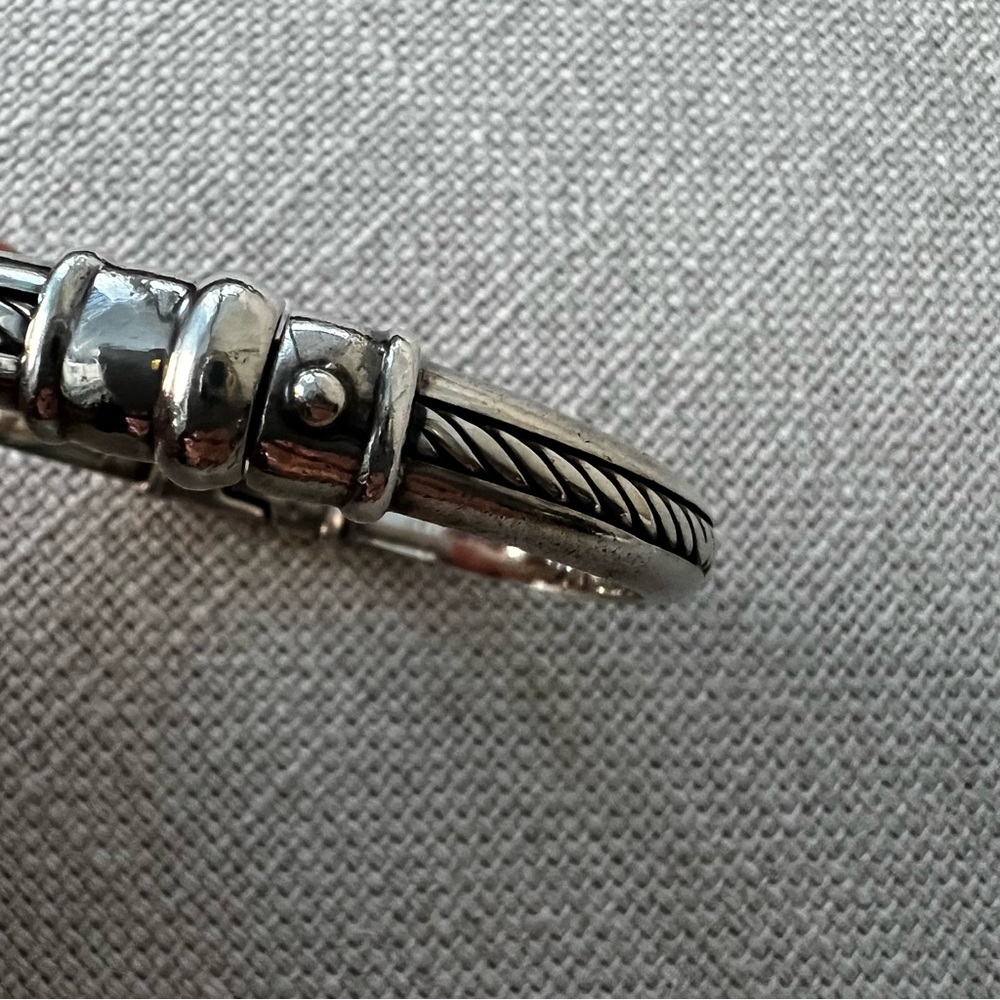Sterling Silver Sculpted Cable Rope Bangle Bracelet